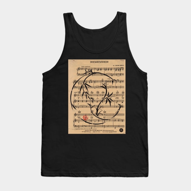 Remember - Sumie Enso Ink Brush Painting on Vintage Sheet Music - Irving Berlin Tank Top by tranquilwaters